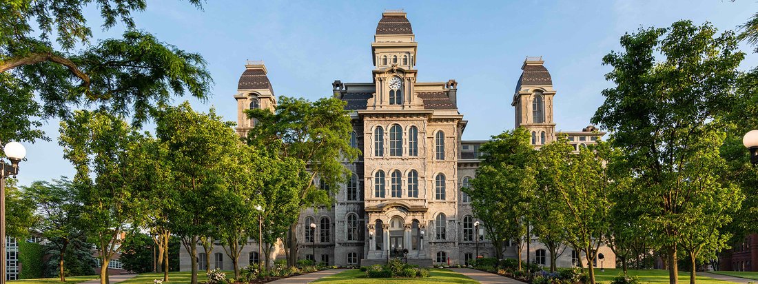 The iconic Hall of Languages is home to Syracuse University